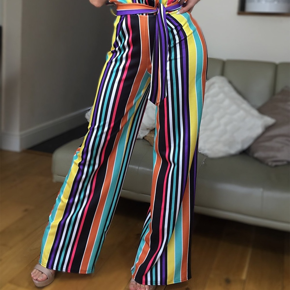 Striped Pleated Trousers
